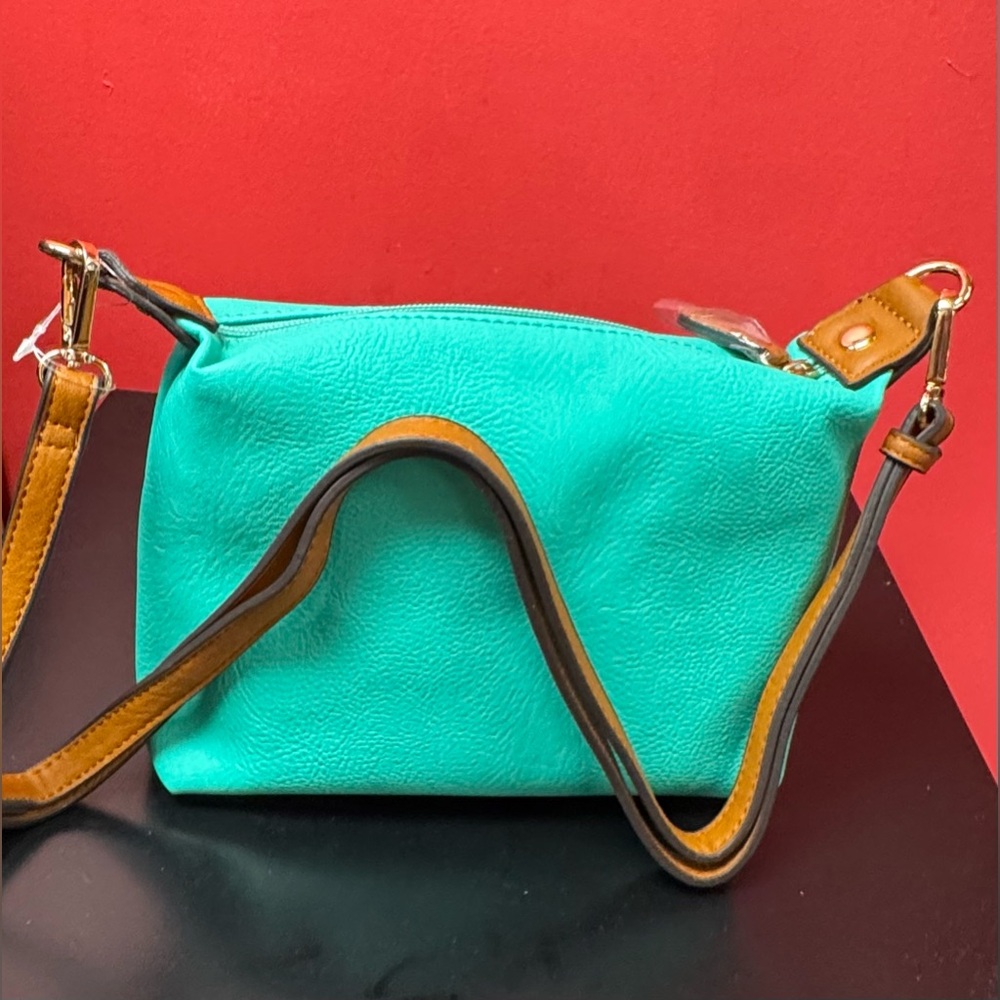 Mimi Brand 2 in 1 Bright Aqua Satchel - Picture 6 of 8